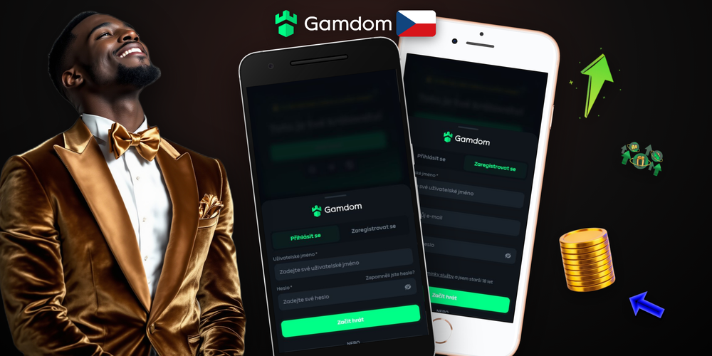 Gamdom Kasino způsoby registrace – ikony e-mail, Google, Steam a Telegram na jednom panelu